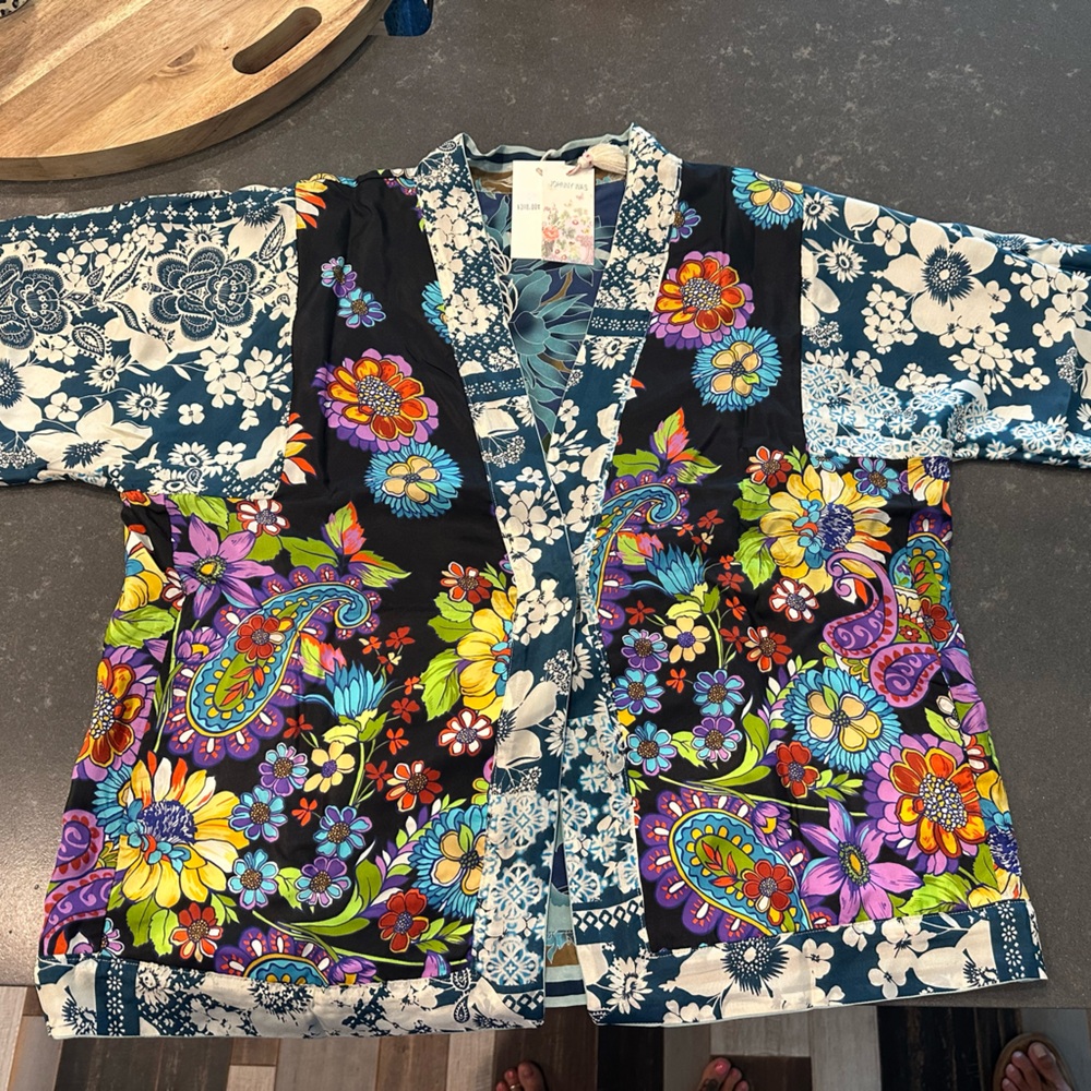 Johnny Was Blue Floral Kimono